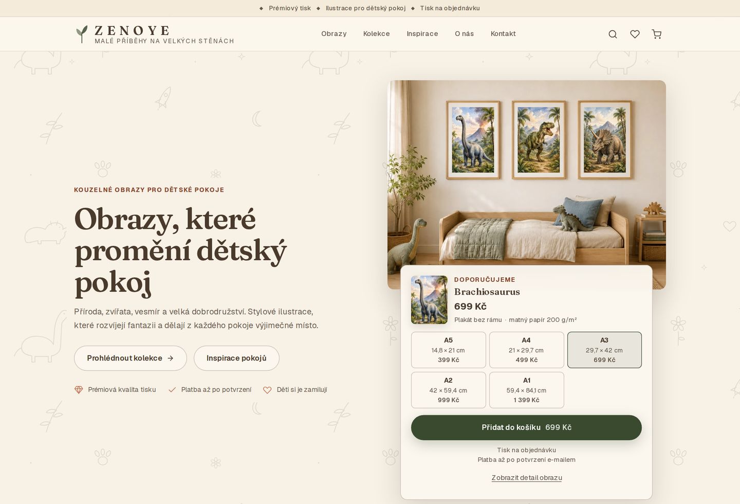 zenoye.cz — úvodní stránka na počítači