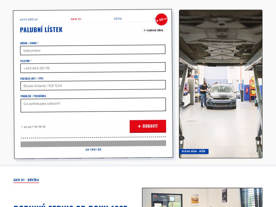 Ukázka webu Auto Kříž – objednávka servisu na 3 kliknutí